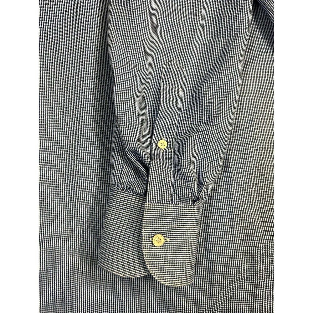 Brioni for Nieman Marcus Blue Micro Check Spread Collar Men's Dress Shirt 15.5 - Picture 5 of 6